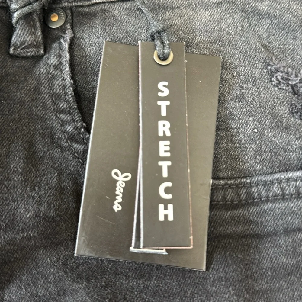 Society Black Straight-Leg Jeans with Distressed Finish